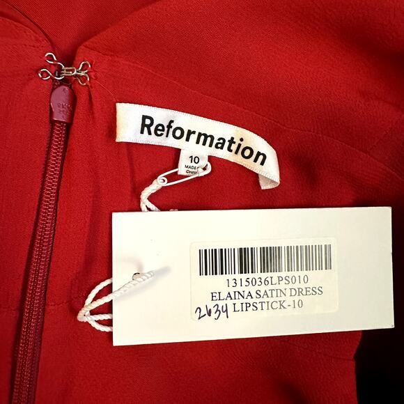 Reformation Elaina Satin Dress Lipstick - Picture 11 of 12